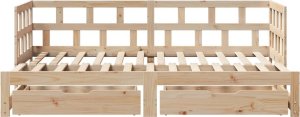 vidaXL Łóżko dzienne rozsuwane, z szufladami, 80x200 cm, lita sosna 4