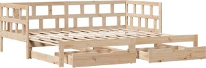 vidaXL Łóżko dzienne rozsuwane, z szufladami, 80x200 cm, lita sosna 5
