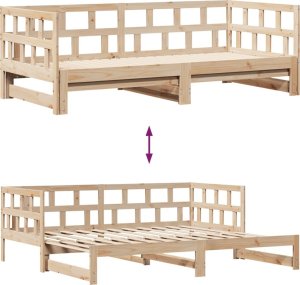 vidaXL Łóżko dzienne rozsuwane, z szufladami, 80x200 cm, lita sosna 8
