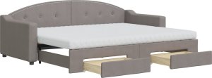 vidaXL Sofa rozsuwana z szufladami, taupe, 80x200 cm, tkanina 2