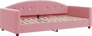 vidaXL Sofa z funkcją spania, różowa, 90x200 cm, obita aksamitem 2