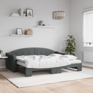 vidaXL Sofa rozsuwana z materacami, ciemnoszara, 80x200 cm, tkanina 1