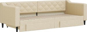 vidaXL Sofa rozsuwana z szufladami, kremowa, 80x200 cm, tkanina 3
