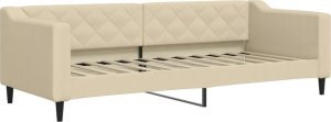 vidaXL Sofa rozsuwana z szufladami, kremowa, 80x200 cm, tkanina 4