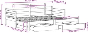 vidaXL Łóżko dzienne rozsuwane, szuflady, białe, 90x200 cm, sosnowe 12