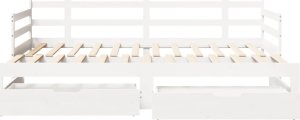 vidaXL Łóżko dzienne rozsuwane, szuflady, białe, 90x200 cm, sosnowe 4