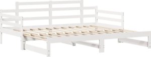 vidaXL Łóżko dzienne rozsuwane, szuflady, białe, 90x200 cm, sosnowe 5