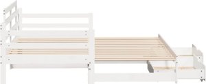 vidaXL Łóżko dzienne rozsuwane, szuflady, białe, 90x200 cm, sosnowe 6