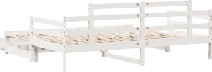 vidaXL Łóżko dzienne rozsuwane, szuflady, białe, 90x200 cm, sosnowe 7