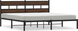 vidaXL Łóżko z wezgłowiem, bez materaca, brązowy dąb, 190x200 cm 2