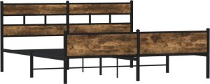 vidaXL Metalowa rama łóżka, bez materaca, przydymiony dąb, 193x203 cm 3