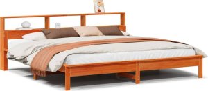 vidaXL Rama łóżka bez materaca, woskowy brąz, 180x200 cm, lita sosna 2