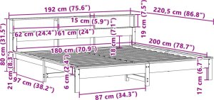 vidaXL Rama łóżka bez materaca, woskowy brąz, 180x200 cm, lita sosna 9