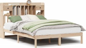 vidaXL Łóżko z regałem, bez materaca, 140x200 cm, lite drewno sosnowe 2