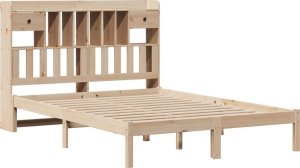 vidaXL Łóżko z regałem, bez materaca, 140x200 cm, lite drewno sosnowe 3