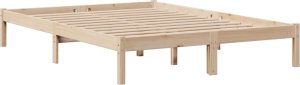 vidaXL Łóżko z regałem, bez materaca, 140x200 cm, lite drewno sosnowe 5