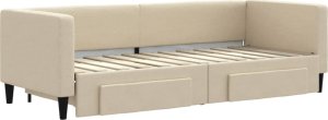 vidaXL Sofa rozsuwana z szufladami, kremowa, 80x200 cm, tkanina 3