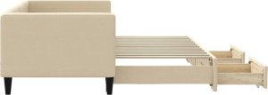 vidaXL Sofa rozsuwana z szufladami, kremowa, 80x200 cm, tkanina 4