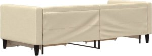 vidaXL Sofa rozsuwana z szufladami, kremowa, 80x200 cm, tkanina 5