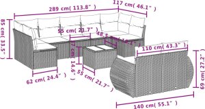 vidaXL 10-cz. zestaw wypoczynkowy do ogrodu, z poduszkami, jasnoszary 3