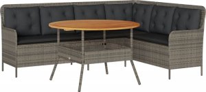 vidaXL 2-częściowa sofa ogrodowa z poduszkami, szara, polirattan 2