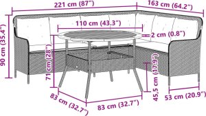 vidaXL 2-częściowa sofa ogrodowa z poduszkami, szara, polirattan 7
