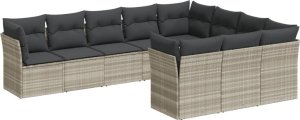vidaXL 10-cz. zestaw wypoczynkowy do ogrodu, z poduszkami, jasnoszary 2