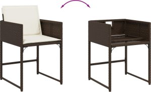vidaXL 15-cz. zestaw mebli ogrodowych z poduszkami, brązowy, rattan PE 7