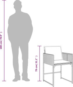 vidaXL 15-cz. zestaw mebli ogrodowych z poduszkami, brązowy, rattan PE 10