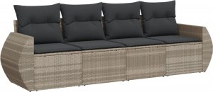 vidaXL 4-cz. zestaw wypoczynkowy do ogrodu, poduszki, jasnoszary 2