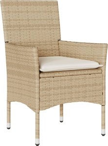 vidaXL 3-cz. zestaw bistro z poduszkami, beżowy, polirattan i szkło 3