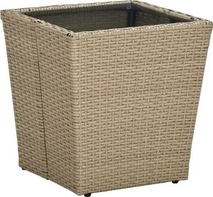 vidaXL 3-cz. zestaw bistro z poduszkami, beżowy, polirattan i szkło 4