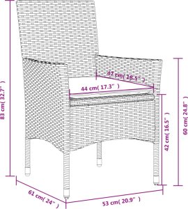 vidaXL 9-cz. zestaw mebli ogrodowych z poduszkami, czarny, polirattan 8