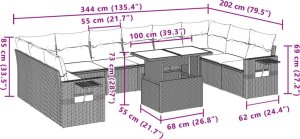 vidaXL 11-cz. zestaw mebli ogrodowych z poduszkami, brązowy, rattan PE 11