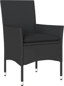 vidaXL 9-cz. zestaw mebli ogrodowych z poduszkami, czarny, polirattan 3