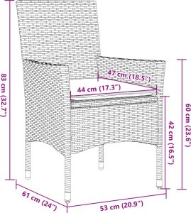 vidaXL 9-cz. zestaw mebli ogrodowych z poduszkami, czarny, polirattan 8