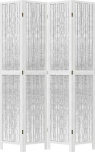 vidaXL Parawan pokojowy, 4-panelowy, biały, lite drewno paulowni 4