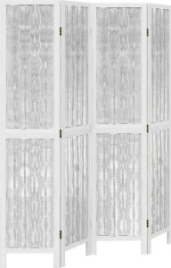 vidaXL Parawan pokojowy, 4-panelowy, biały, lite drewno paulowni 2