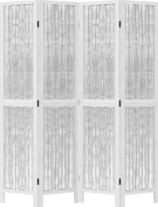 vidaXL Parawan pokojowy, 4-panelowy, biały, lite drewno paulowni 4