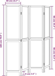vidaXL Parawan pokojowy, 4-panelowy, biały, lite drewno paulowni 8