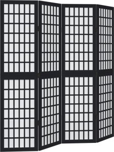 vidaXL Parawan pokojowy, 4-panelowy, czarny, lite drewno paulowni 2