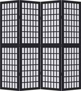 vidaXL Parawan pokojowy, 4-panelowy, czarny, lite drewno paulowni 4