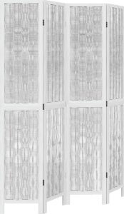 vidaXL Parawan pokojowy, 4-panelowy, biały, lite drewno paulowni 2
