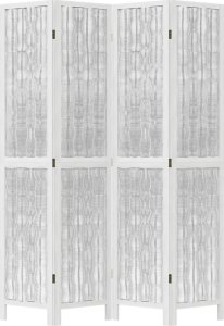 vidaXL Parawan pokojowy, 4-panelowy, biały, lite drewno paulowni 4