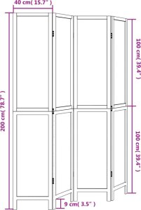 vidaXL Parawan pokojowy, 4-panelowy, biały, lite drewno paulowni 8