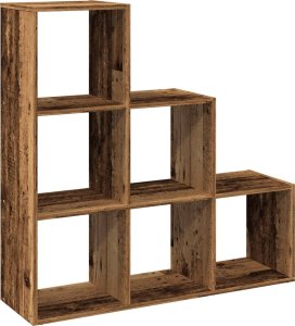 vidaXL Regał przegroda,3 poziomy, stare drewno, 99x29x99 cm 2