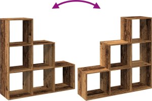 vidaXL Regał przegroda,3 poziomy, stare drewno, 99x29x99 cm 8