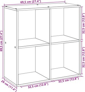 vidaXL Regał przegroda, szary dąb sonoma, 69,5x29x69,5 cm 11