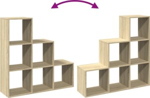 vidaXL Regał przegroda,3 poziomy, dąb sonoma, 99x29x99 cm 8