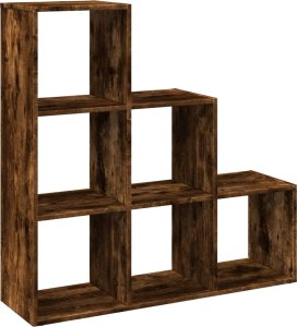 vidaXL Regał przegroda,3 poziomy,przydymiony dąb, 99x29x99 cm 2